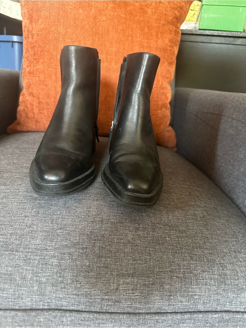 Franco Sarto Black Leather Ankle Booties with Side Zip